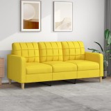 Gossi canapea cu 3 locuri, galben deschis, 180 cm, material textil