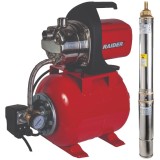 Raider RD-WP1200J + RD-WP71 - Hidrofor 1200 W 7 m 24 l 64 l/min carcasa fonta monofazat + Pompa submersibila de mare adancime 750 W 73 m 90 l/min mono