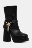 Buffalo botine May Biker Btn culoarea negru, cu toc drept, 1220075-BLK