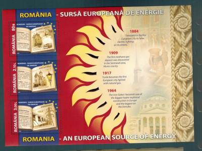 Romania 2009 Sursa europeana de energie Bloc 3 timbre MNH LP 1835 a foto