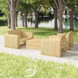 Set mobilier gradina Gossi, 4 piese, lemn pin tratat, masa, banca, 2 scaune