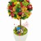 Aranjament floral personalizabil, mediu 38 cm, tip copacel pomisor cu licheni naturali stabilizati si flori criogenate si uscate in vas ceramic (Multi