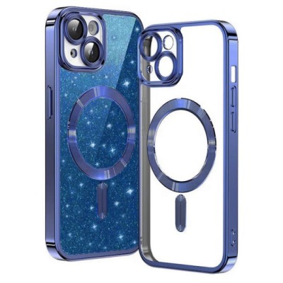 Husa pentru iPhone 15 - Techsuit Luxury Glitter MagSafe - Deep Blue foto