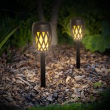 Cumpara ieftin Lampă Solară LED Flacără, 29cm, Portocalie, Baterie AA, Plastic, Grădină