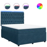 Cumpara ieftin Pat box spring cu saltea, albastru, 140x200 cm, catifea