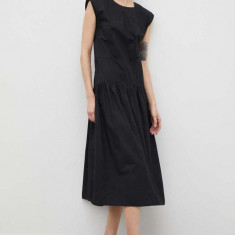 2NDDAY rochie din bumbac culoarea negru, midi, evazati