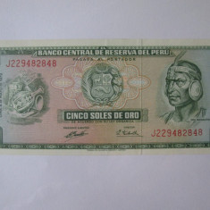 Peru 5 Soles de Oro 1972 aUNC