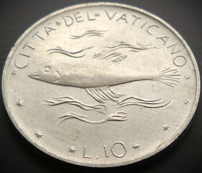 Moneda 10 LIRE - VATICAN, anul 1973 * cod 282 - Papa Paul VI-lea = UNC
