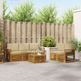vidaXL Seturi de canapele 6 pcs Natural și Bej Lemn Solid de Acacia 3374383