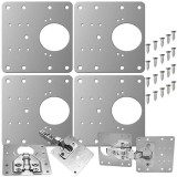 Placa perforata plata, pentru reparatii dulap, WTO&reg;, metal, 90 x 90 mm, set 4 bucati