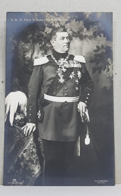 PRINTUL WILHELM von HOHENZOLLERN , CARTE POSTALA ILUSTRATA , MONOCROMA, NECIRCULATA , PERIOADA INTERBELICA foto
