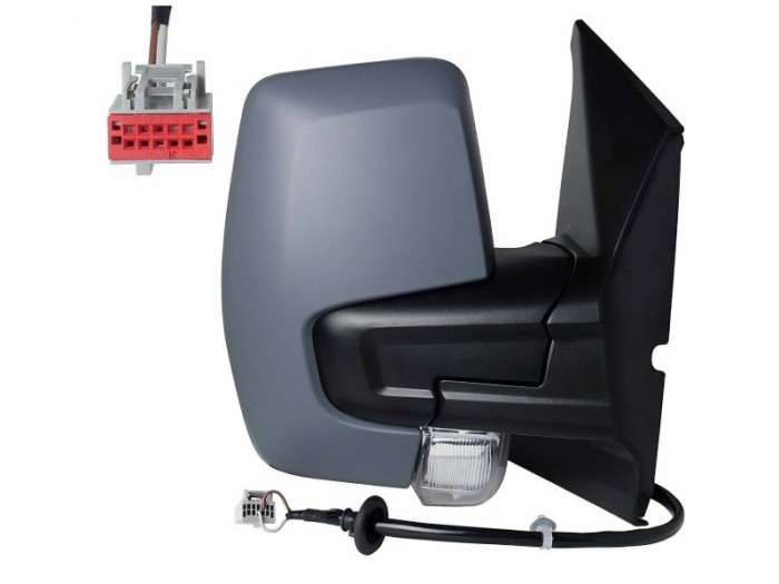 Oglinda exterioara Ford Transit/Tourneo Custom, 07.2017-, montare stanga, reglaj electric; grunduit; sticla convexa; geam cromat; rabatabil; 10 gauri