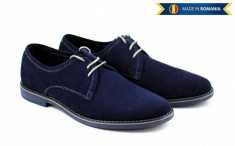 Pantofi barbati casual - eleganti din piele naturala intoarsa bleumarin - PABLUVEL foto