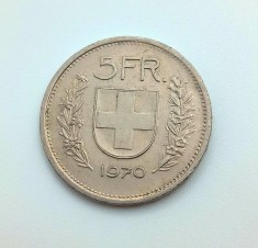 ELVETIA 5 Francs 1970 _ moneda cupru nichel _ tiraj mic