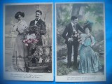 HOPCT 1634 CUPLU-ROMANTICA-FRANTA--LOT 2 CARTI POSTALE VECHI-CIRCULATE