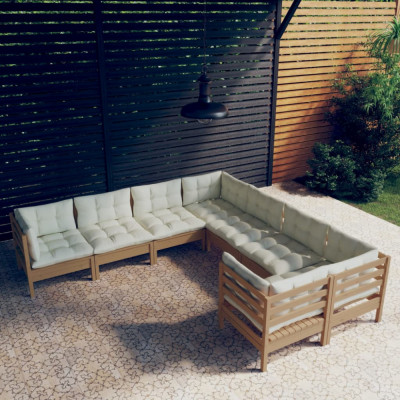 vidaXL Set mobilier grădină cu perne, 8 piese, maro miere, lemn de pin foto