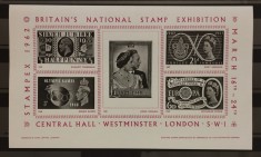 BC216, Marea Britanie 1962, bloc neperforat regina Elisabeta a II-a (nu este mnh)