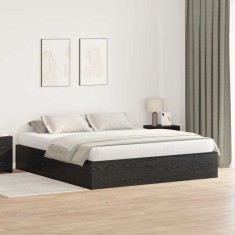vidaXL Cadru de pat cu depozitare , Negru Stejar, 180x200 cm.