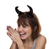 Bentiță Carnaval, Model Diavol, Culoare Neagră, Coarne Negre