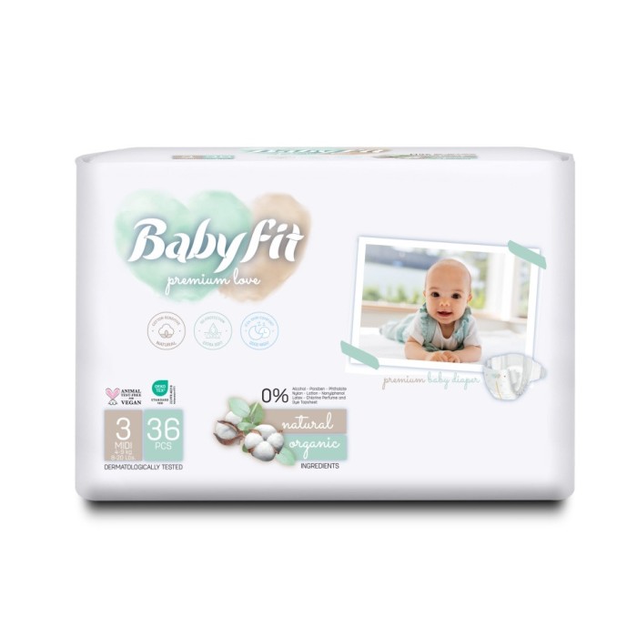Scutece bebelusi nr. 3 Midi x 36 buc BABY FIT ECO