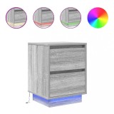 Cumpara ieftin Noptiere cu lumini LED 2 buc Gri Sonoma 38x34x50 cm