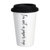 Cana EY3541, cu capac, portelan, alb + negru, 400 ml
