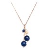 Colier Argint 925 Placat Aur Roz cu Agat Albastru Safir Cherry, Pandantiv 3cm, Reglabil 40-47cm, Marak&amp;ograve; Made in Italy