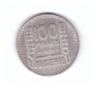 Moneda Algeria 100 francs/franci 1950, stare buna, curata foto