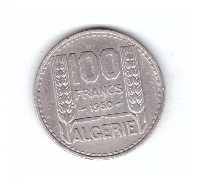 Moneda Algeria 100 francs/franci 1950, stare buna, curata