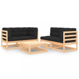 Gossi set mobilier de gradina cu perne, 5 piese, lemn masiv de pin