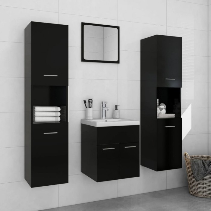 vidaXL Set mobilier de baie, negru, lemn prelucrat 3071217
