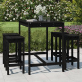 Set mobilier bar de gradina, 5 piese, negru, lemn masiv de pin GartenMobel Dekor, vidaXL