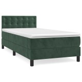 Cumpara ieftin Pat box spring cu saltea, verde inchis, 100x200 cm, catifea
