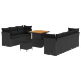 vidaXL Set de canapele pentru grădină 10 pcs Negru poliratan 3361444