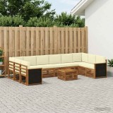 Cumpara ieftin Set de canapele de exterior 11 buc. 10-Locuri Natural si Crem