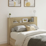 VidaXL Tăblie de pat cu dulap și LED, stejar sonoma, 140x16,5x103,5 cm