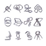 Cumpara ieftin Set puzzle 3D educational si interactiv, 12 jocuri din Metal, pentru copii si adolescenti