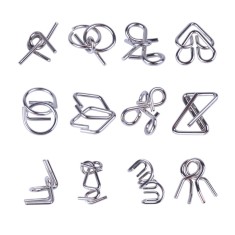 Set puzzle 3D educational si interactiv, 12 jocuri din Metal, pentru copii si adolescenti