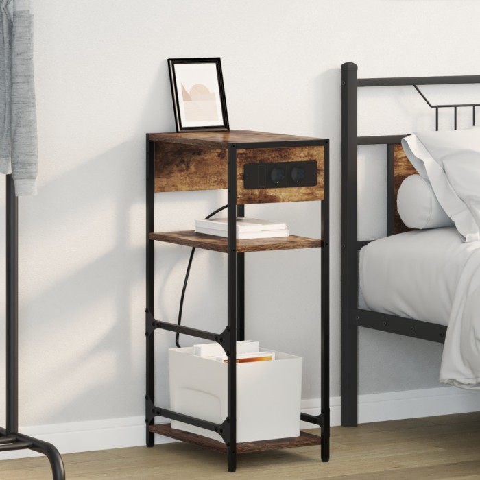 vidaXL Dulap de noapte Stejar afumat 40 x 27 x 76 cm Lemn compozit