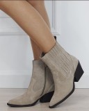 Botine Dama Piele Naturala Intoarsa Bej Tip Ciocate, Fermoar, Toc 6 cm, 21 cm Inaltime, Cod 6350A 117