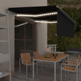 VidaXL Copertină automată cu stor&amp;senzor v&acirc;nt&amp;LED, antracit, 4x3 m