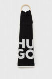 Cumpara ieftin HUGO esarfa de lana culoarea negru, cu imprimeu