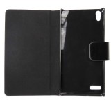 Husa tip carte cu stand neagra pentru Huawei Ascend P6, Cu clapeta, Textil