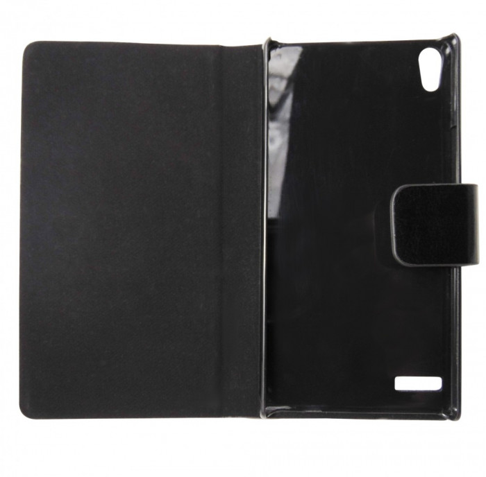 Husa tip carte cu stand neagra pentru Huawei Ascend P6