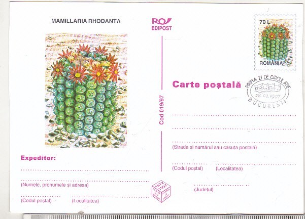 bnk cp Cactusi - necirculata - marca fixa - stampila prima zi - 019/97