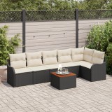 Set Canapea Grădină vidaXL cu 7 Piese și Perne Negru Polirat Acacia