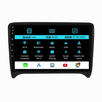 Navigatie Dedicata Audi TT (2006-2014), 9 Inch, 1Gb Ram, 32Gb stocare, Carplay foto