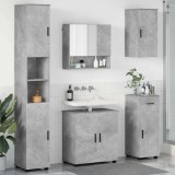 Cumpara ieftin Set de mobilier pentru baie 5 buc. Gri Beton 61 x 35 x 64 cm