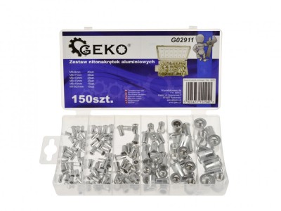 Set de piulițe din aluminiu, 150 bucati, GEKO G02911 foto