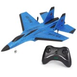 Cumpara ieftin Avion de lupta cu telecomanda iUni FX820, SU-35, Giroscop, Rezistent la impact, Albastru